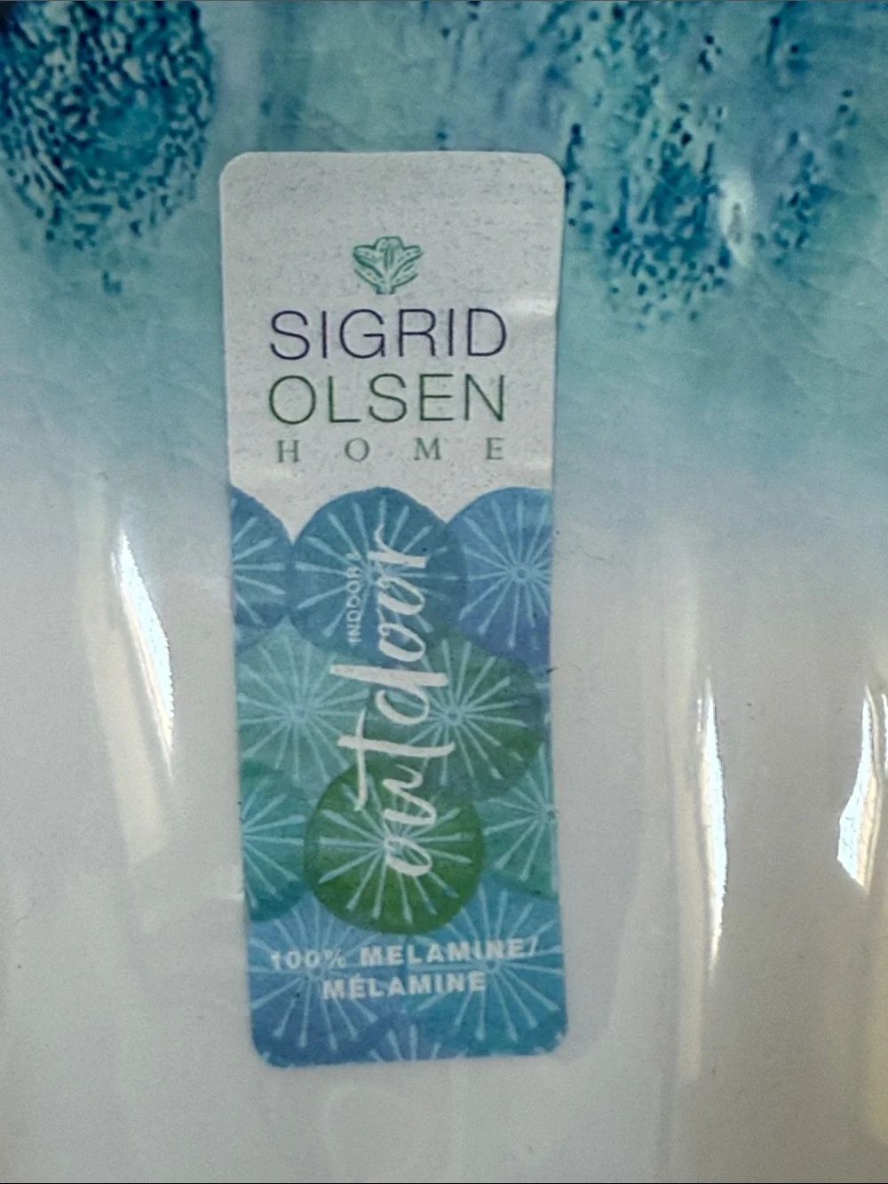 Sigrid Olsen White and Aqua 100% Melamine seashell serving dish.